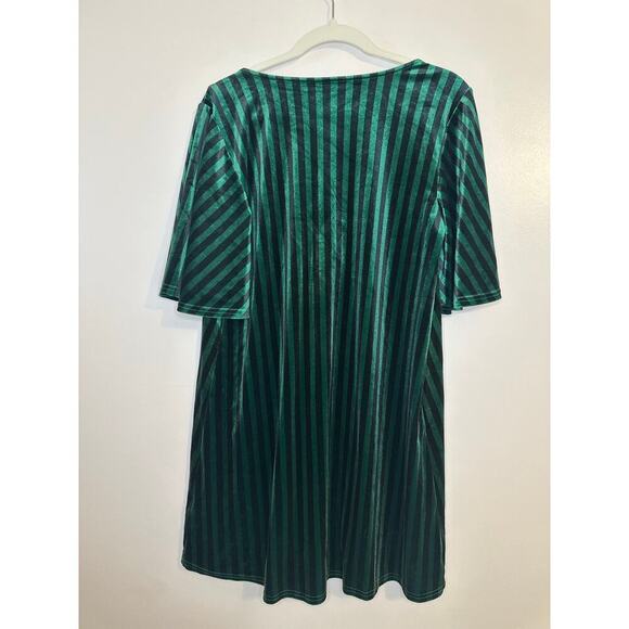 ModCloth Womens Halloween Conjuring Magic Green Black Velvet Shift Dress Medium - Picture 4 of 9